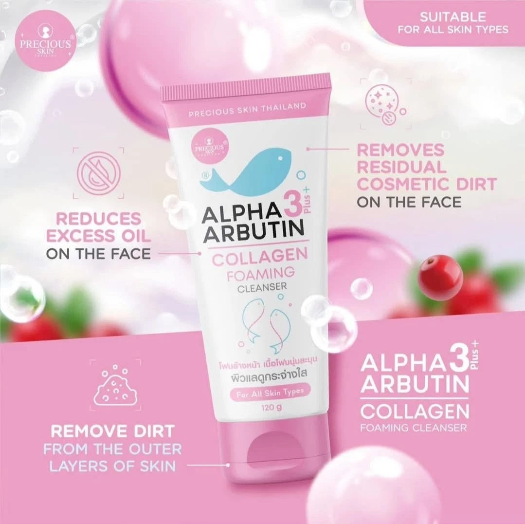 Precious Skin Alpha Arbutin3+ Collagen Foaming Cleanser 120ml Whitening Brightening