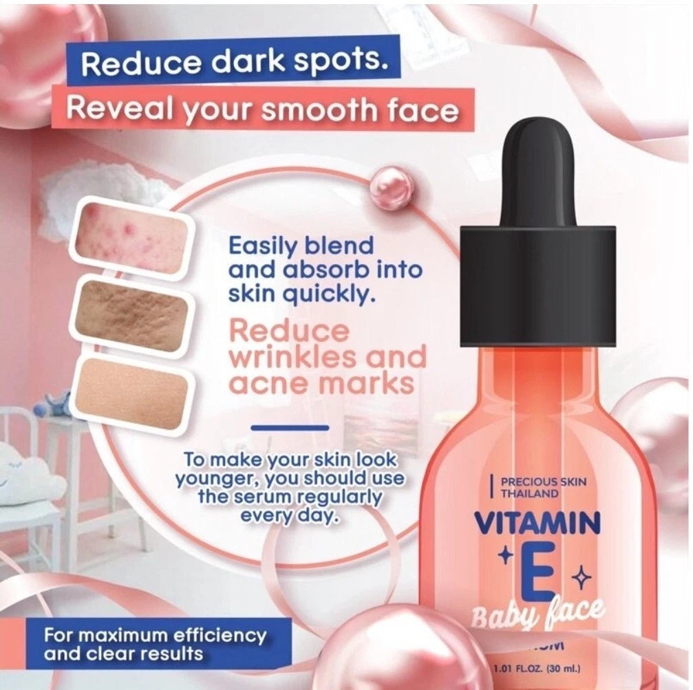 Precious Skin Vitamin E Baby Face Serum 30ml Reduce Dark Spots Clear Facial Skin