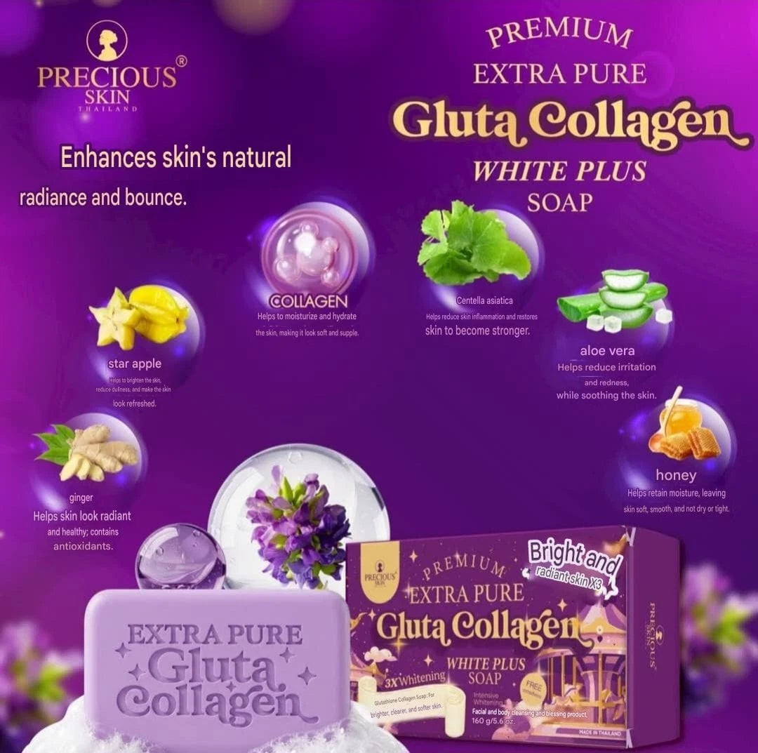 Precious Skin Extra Pure Gluta Collagen White Plus Face&Body Soap 160g 1pc