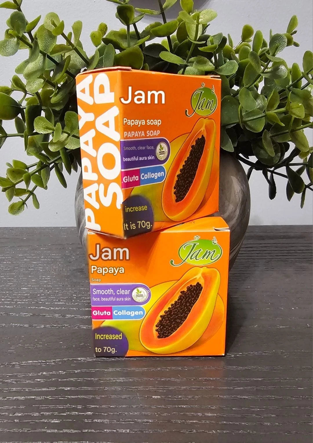 JAM Papaya Face Soap Smooth,Brightening Gluta Collagen 70g X 2pcs ✨️👌
