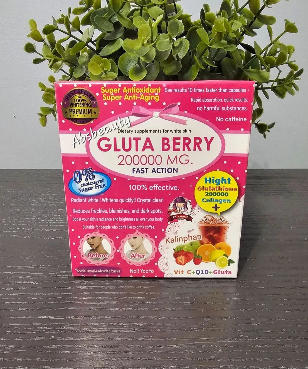 1×Gluta Berry 200000mg Drink Punch Collagen & Glutathione Whitening, Anti Aging