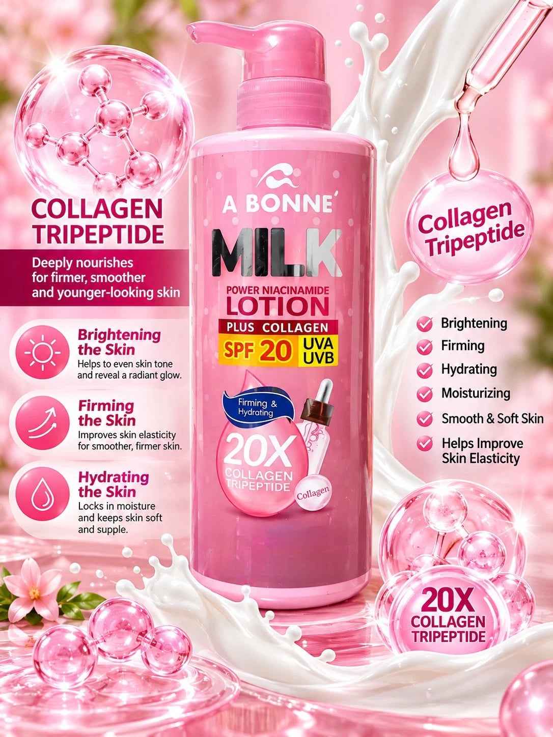 A Bonne Milk Lotion Power Niacinamide Plus Collagen Firming & Hydrating SPF 20👍