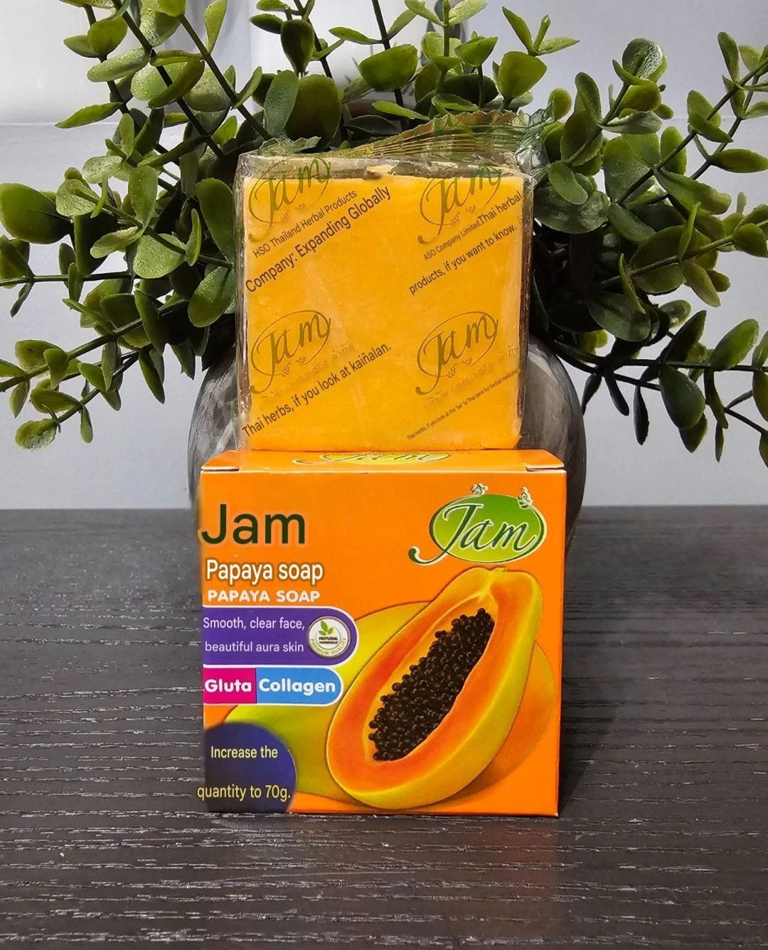 JAM Papaya Face Soap Smooth,Brightening Gluta Collagen 70g X 2pcs ✨️👌