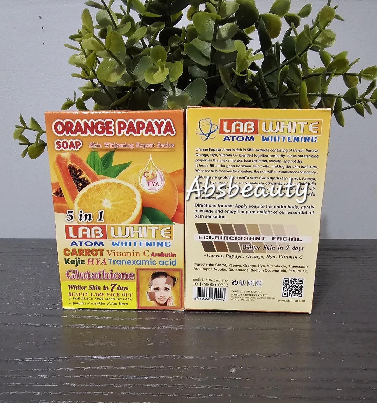 Lab White Orange Papaya 5in1 Whitening Soap With Vitamin C ➕️ Hya 1pc