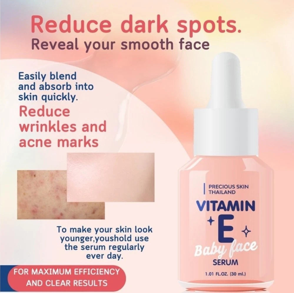 Precious Skin Vitamin E Baby Face Serum 30ml Reduce Dark Spots Clear Facial Skin
