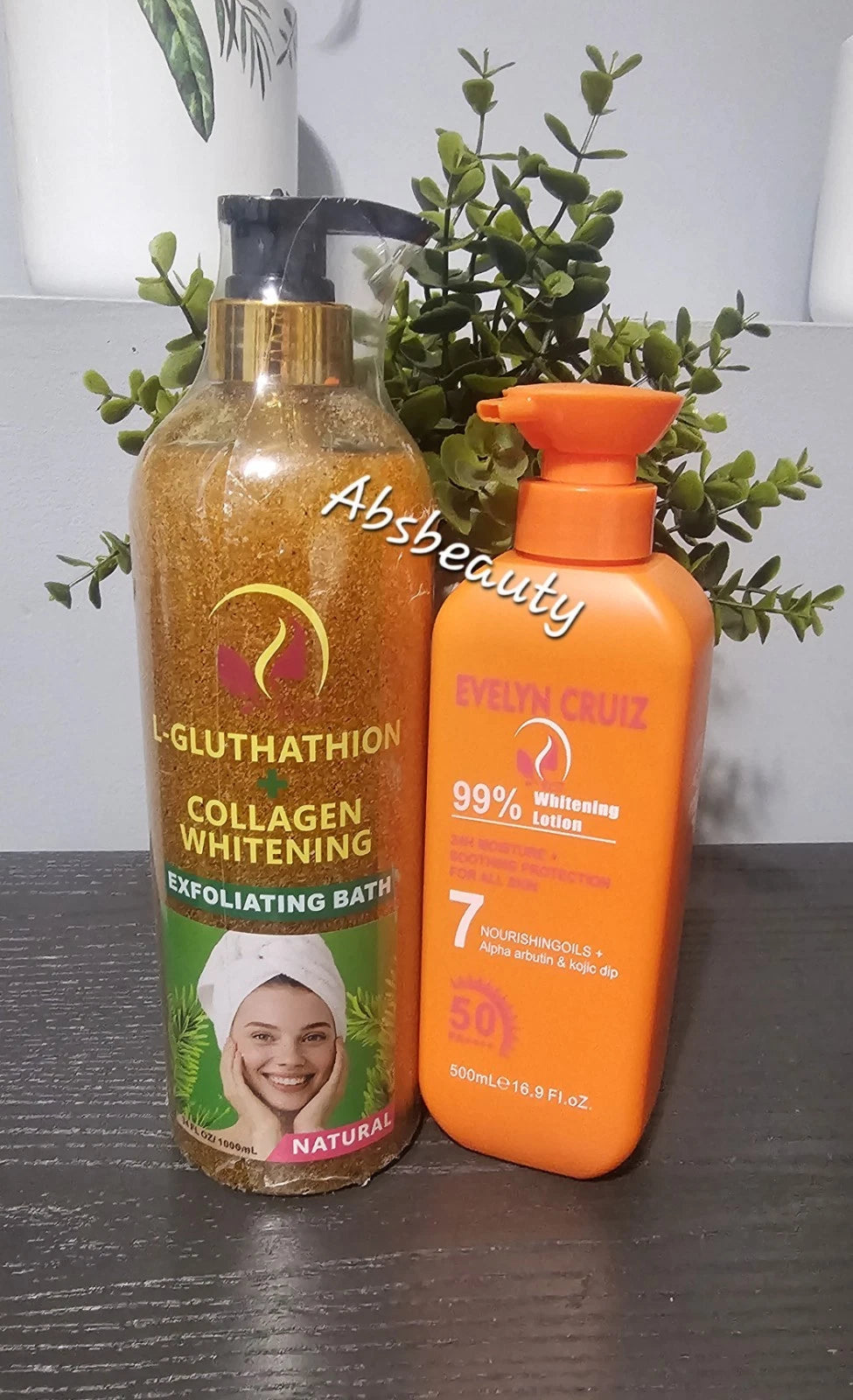 Evelyn Cruiz L-Glutathione Collagen Whitening Bath & 99% Whitening Body Lotion