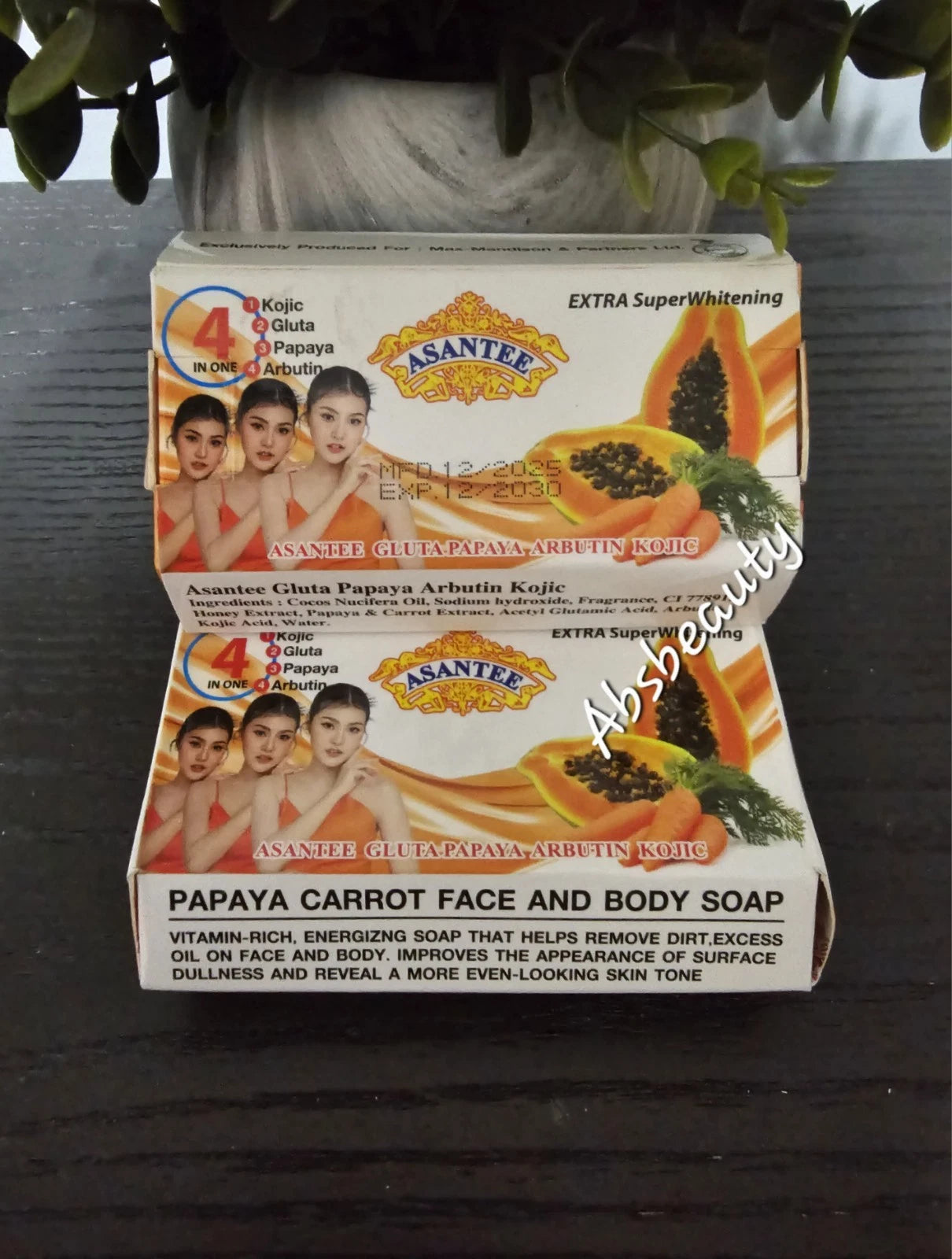 Asantee 4in1 Papaya,Carrot Face & Body Soap 125g 1pc