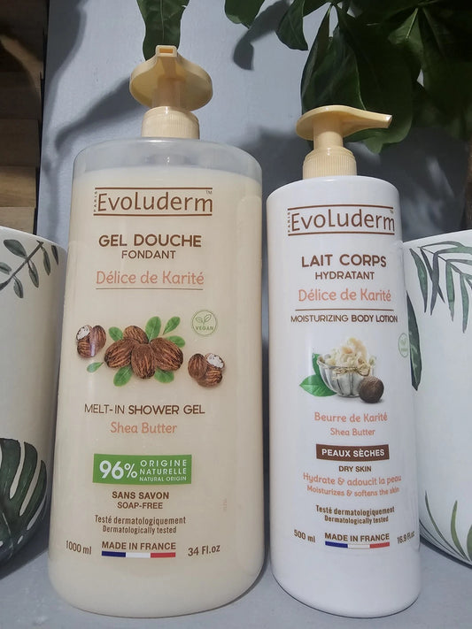 Evoluderm Gel De Douche Fondant & Lait De Corps Hydratant Au Délice De Karité