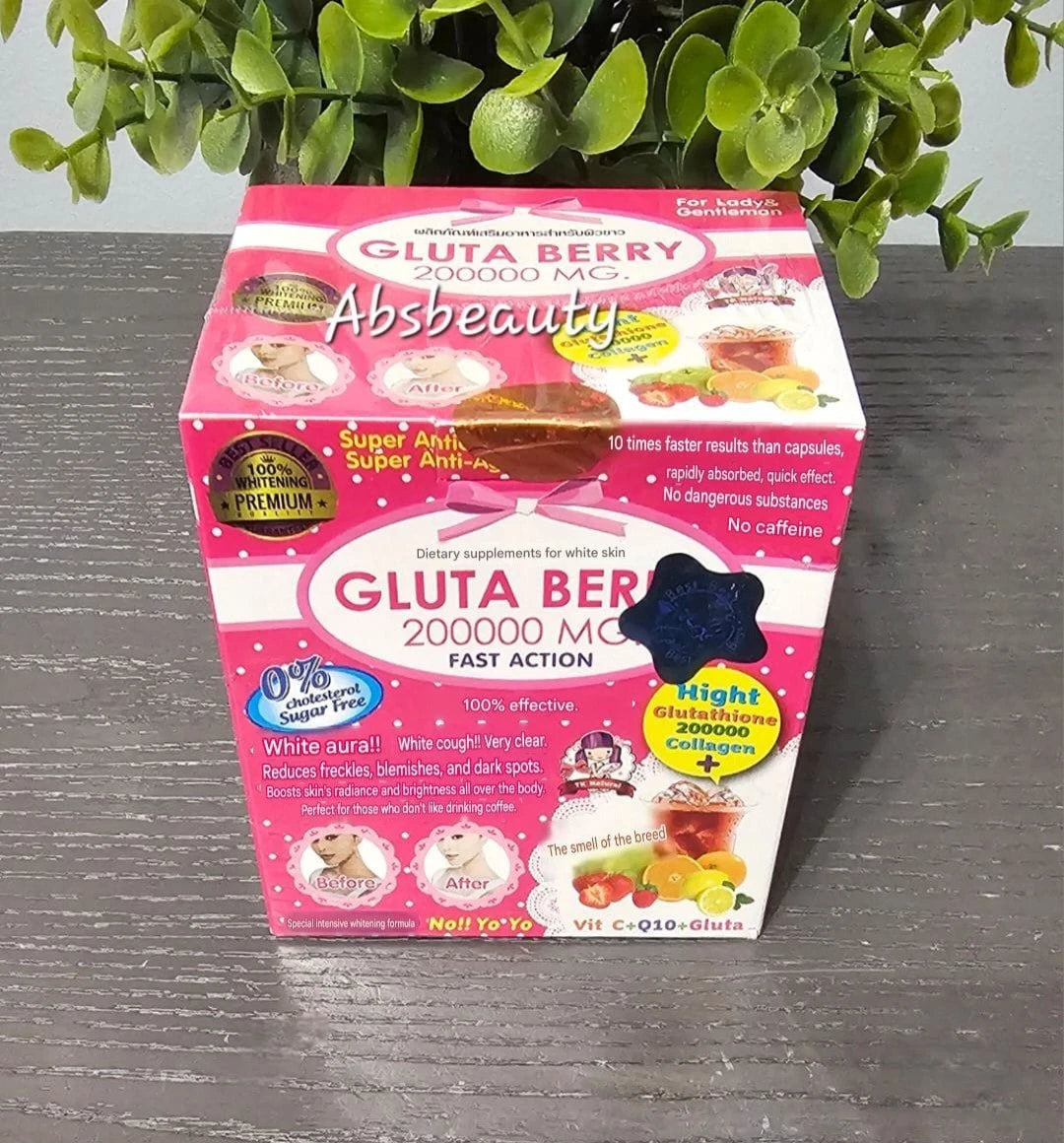 1×Gluta Berry 200000mg Drink Punch Collagen & Glutathione Whitening, Anti Aging