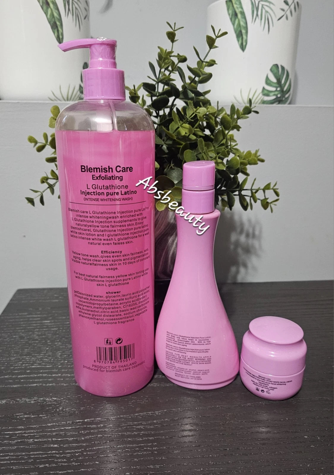 3pcs Blemish Care L-Glutathione Pure Latino,Shower Gel,Body Lotion & Face Cream
