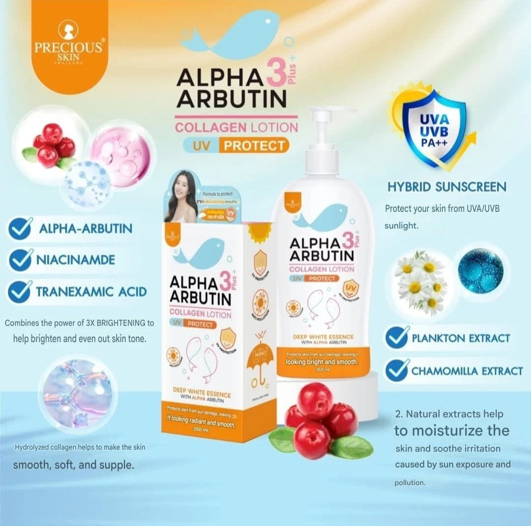 Precious Skin Alpha Arbutin 3plus Collagen Body Lotion UV Protection 350ml