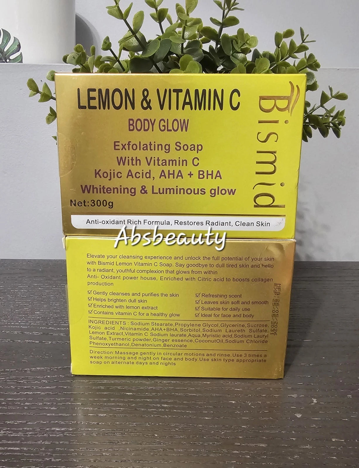 Bismid Lemon & Vitamin C Body Glow Exfoliating Whitening Bar Soap 300g 1pc