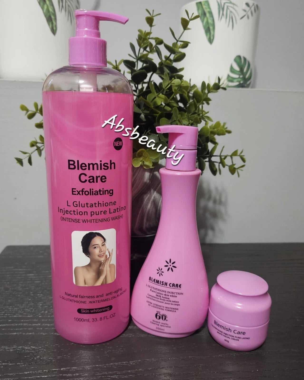 3pcs Blemish Care L-Glutathione Pure Latino,Shower Gel,Body Lotion & Face Cream