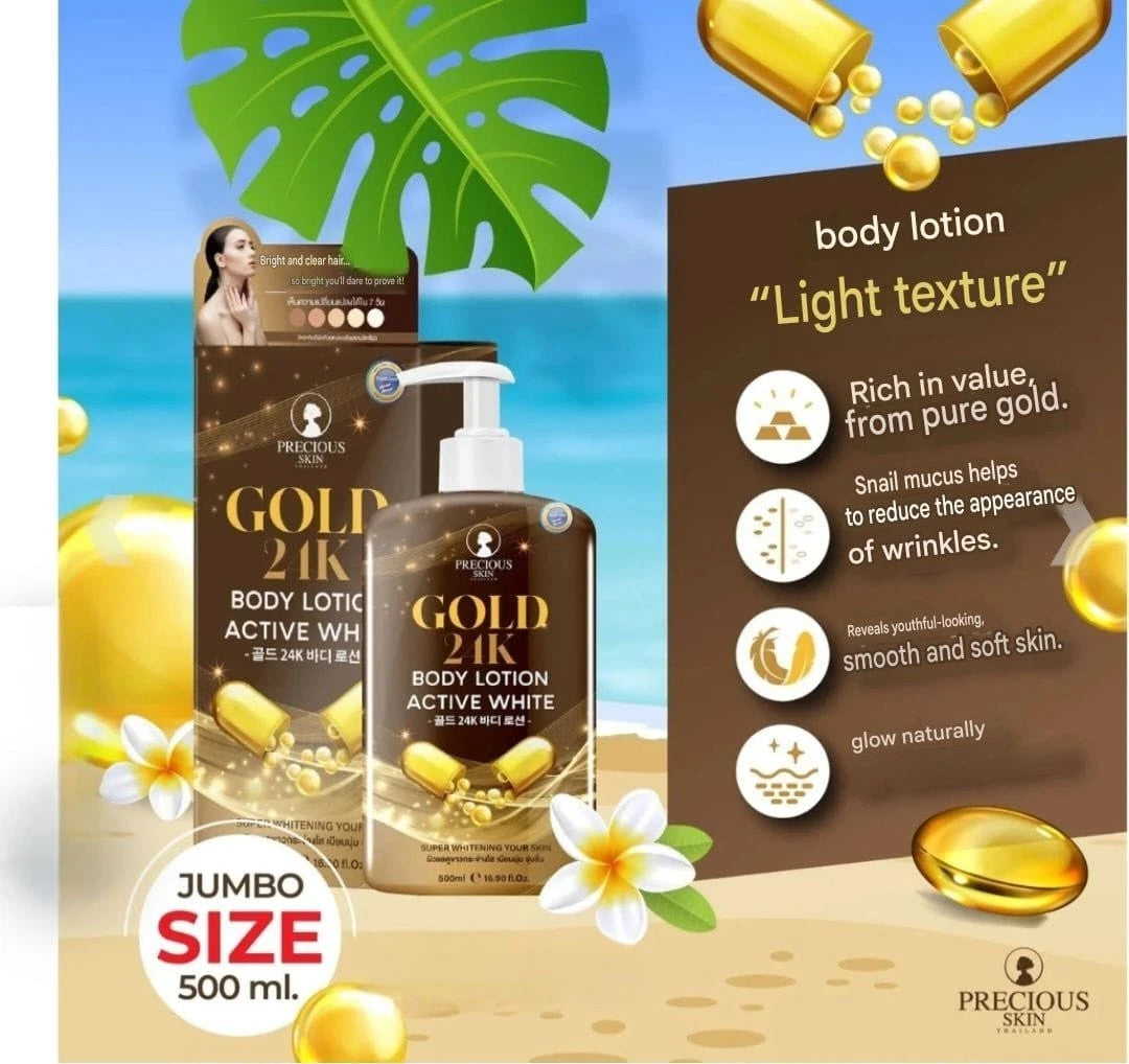 Precious Skin 24K GOLD Active White Brightening Body Lotion 500ml