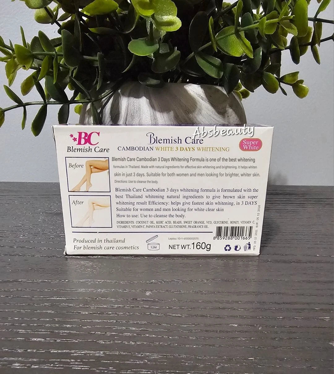 Blemish Cambodian White 3days Whitening Face And Body Soap 160g 1pc