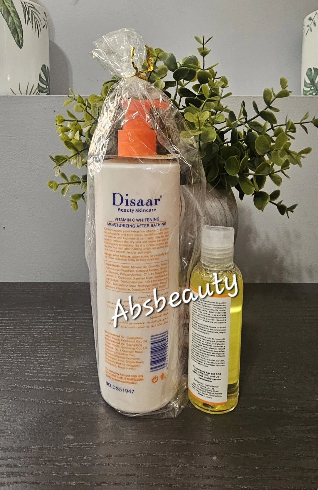 DISAAR Vitamin C Lotion 480ml & Natural Body Oil 100ml Lightening Moisturizing