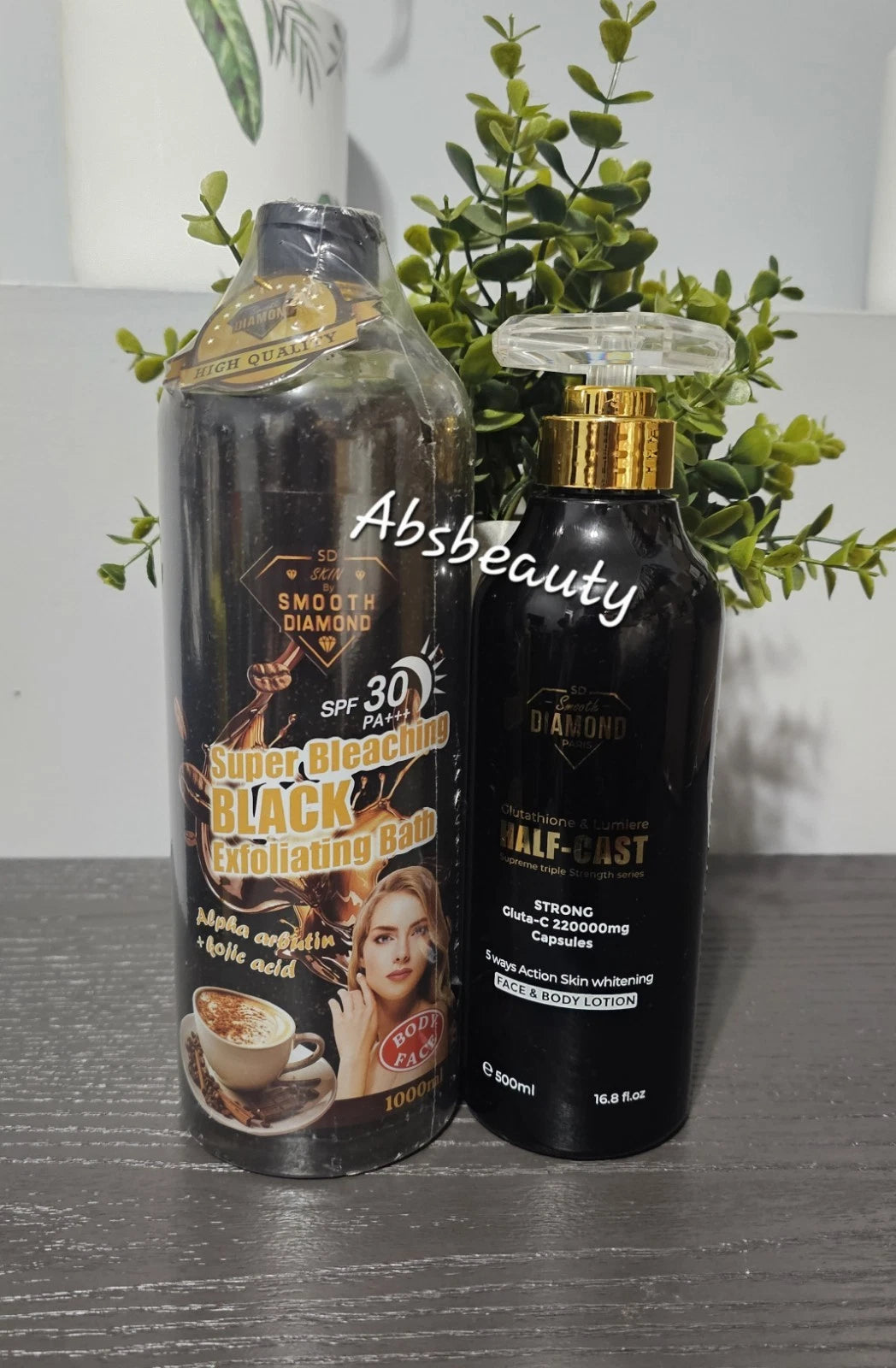 2pc Set SMOOTH DIAMOND Super Exfoliating Bath 1000ml&Half-C Face Body Lotion 500ml