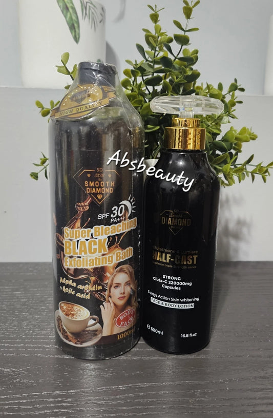2pc Set SMOOTH DIAMOND Super Exfoliating Bath 1000ml&Half-C Face Body Lotion 500ml