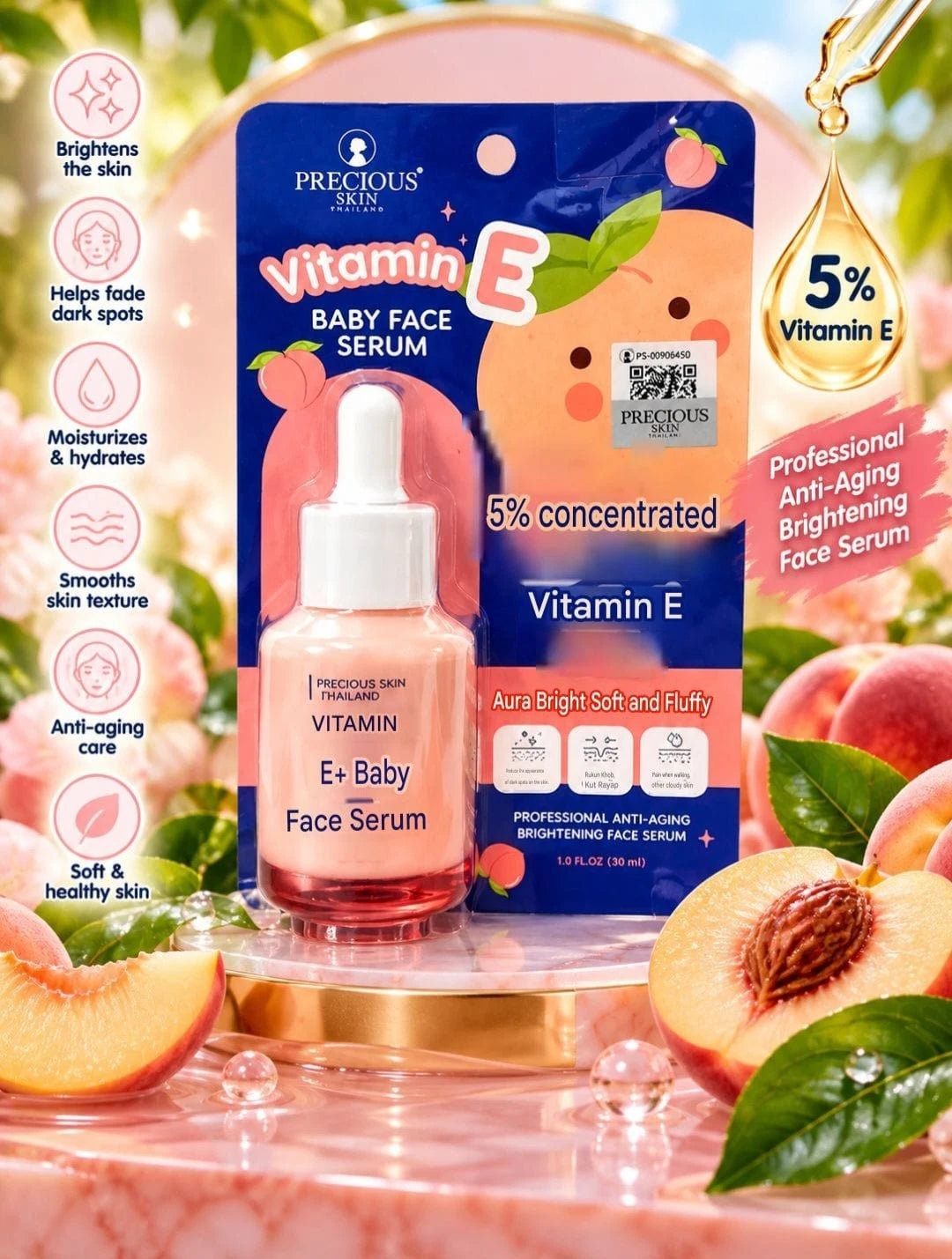 Precious Skin Vitamin E Baby Face Serum 30ml Reduce Dark Spots Clear Facial Skin