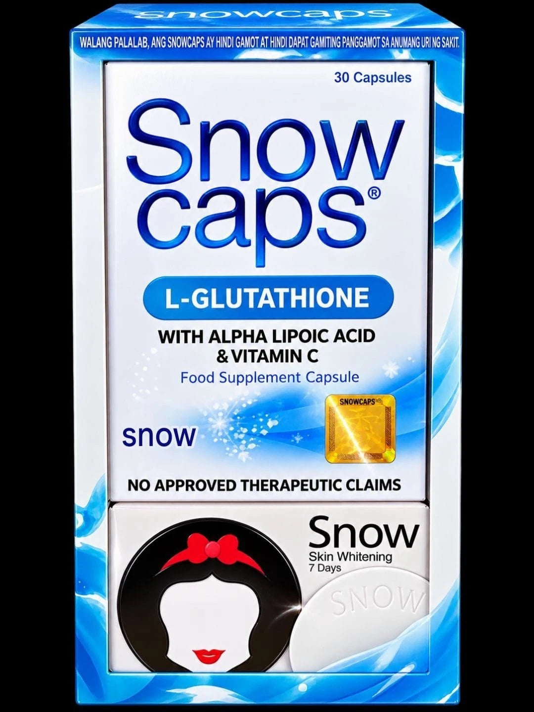 SNOWCAPS L-Glutathione 30 Caps with 1×Free Snow Whitening Soap✨️