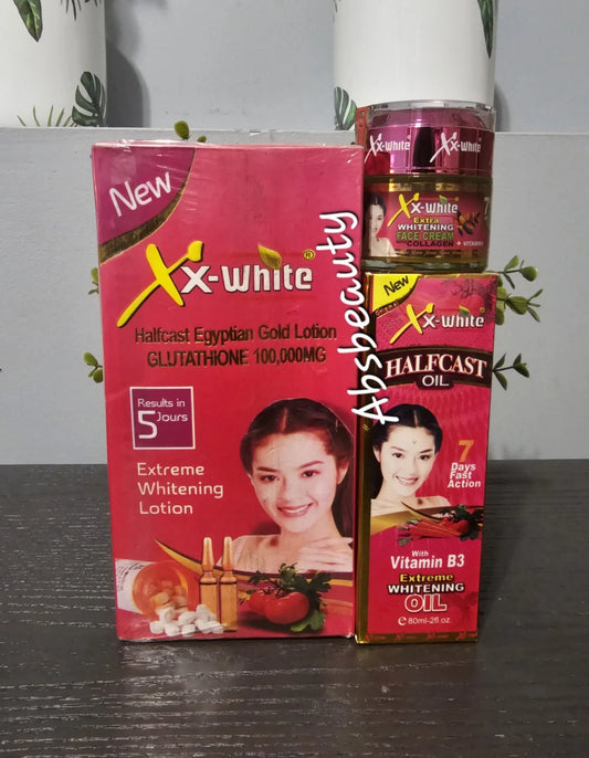 3pcs XX-WHITE HC Egyptian GOLD Body Lotion,Serum & Face Cream 5 Days Action