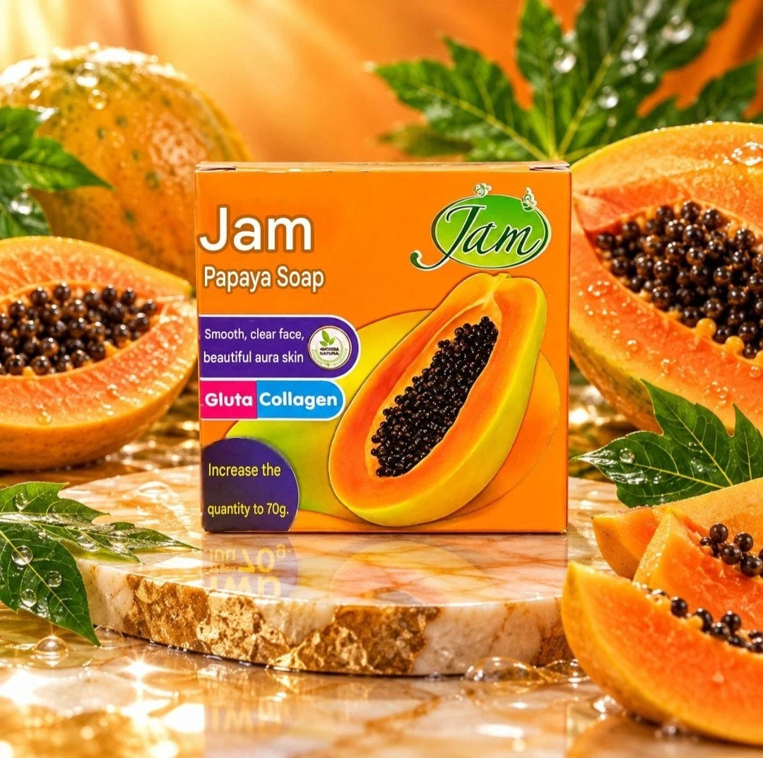 JAM Papaya Face Soap Smooth,Brightening Gluta Collagen 70g X 2pcs ✨️👌