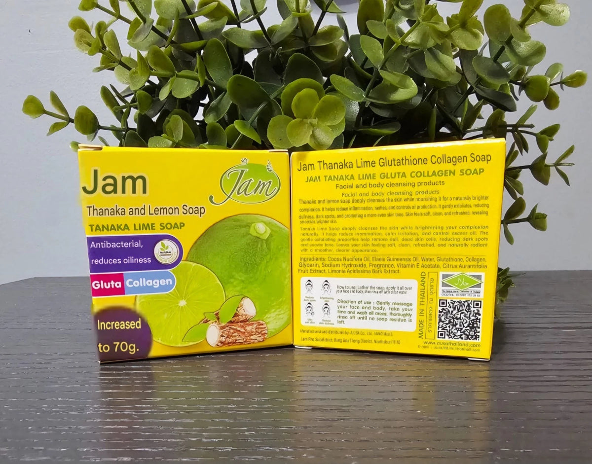 JAM Tanaka Lime Face Soap Gluta Collagen Reduce Oiliness 70g X 2pcs ✨️