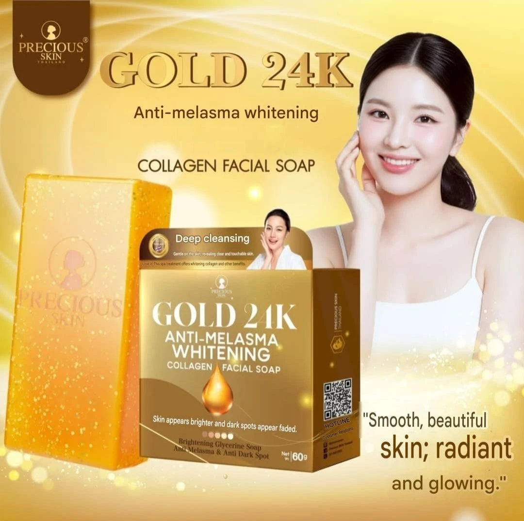 2x Precious Skin Gold 24K Clear Melasma Whitening Collagen Facial Soap 60g