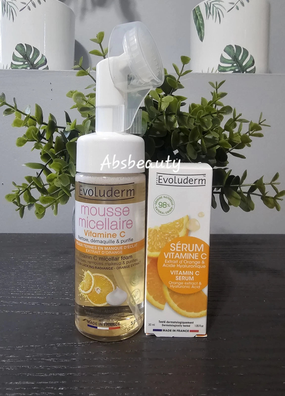 EVOLUDERM Vitamin C Micellar Foam Cleanser&Vitamin C Serum With Hyaluronic Acid