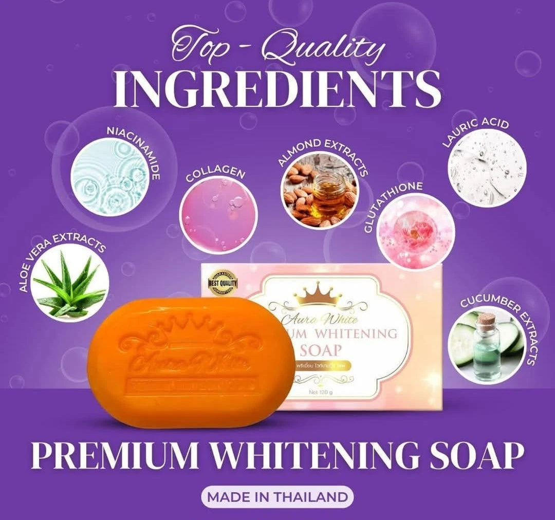 Aura White Premium Whitening Face&Body Soap 120g 1pc