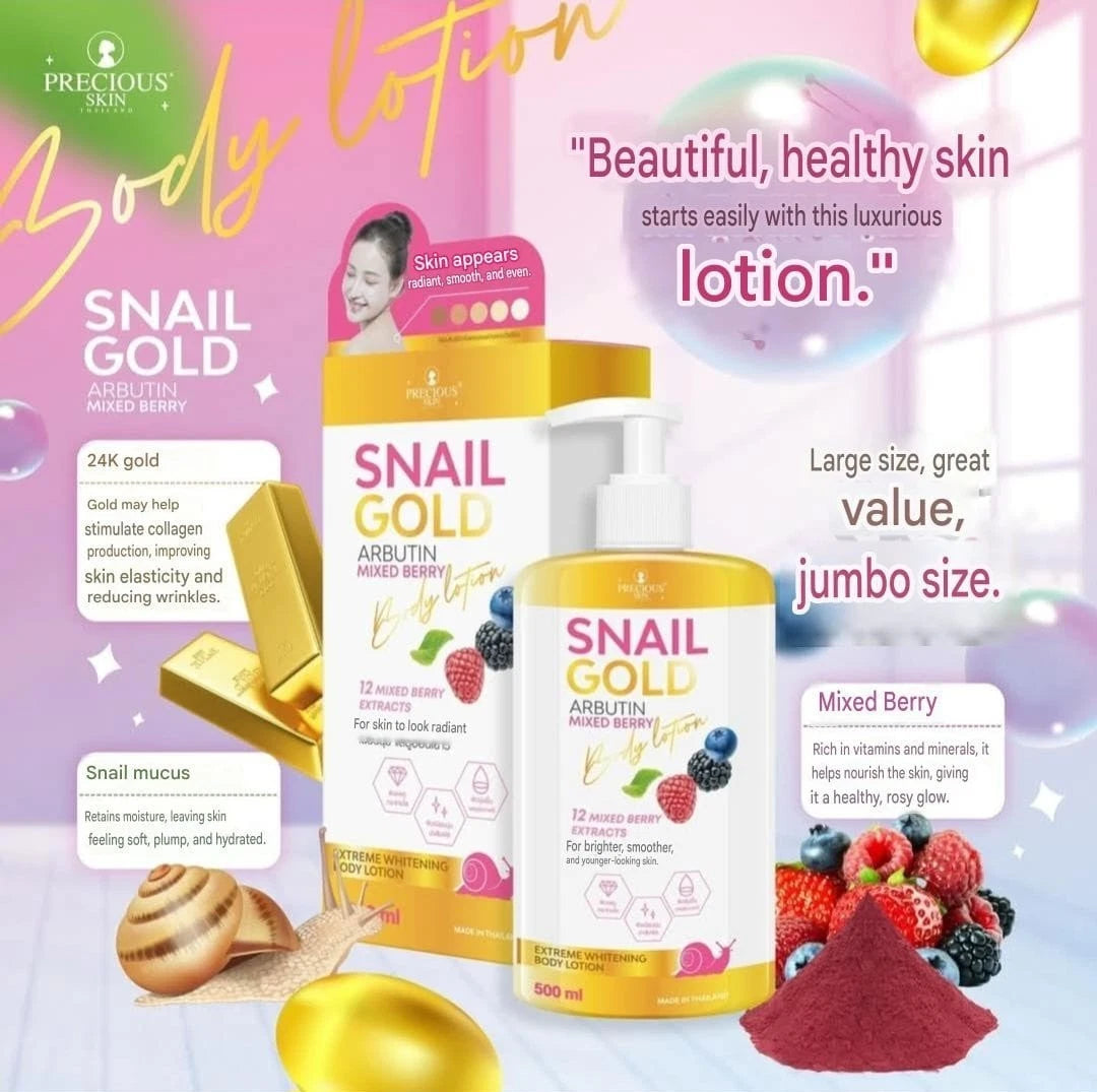 Snail GOLD Arbutin Mixed Berry Whitening Body Lotion Soft & Radiant 500ml,1pc
