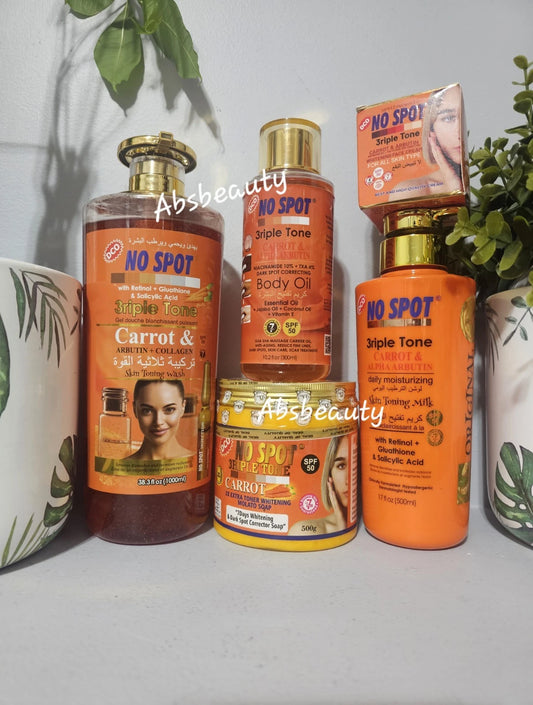 No Spot 3riple Tone With Carrot & Alpha Arbutin Set 5in1 Combo
