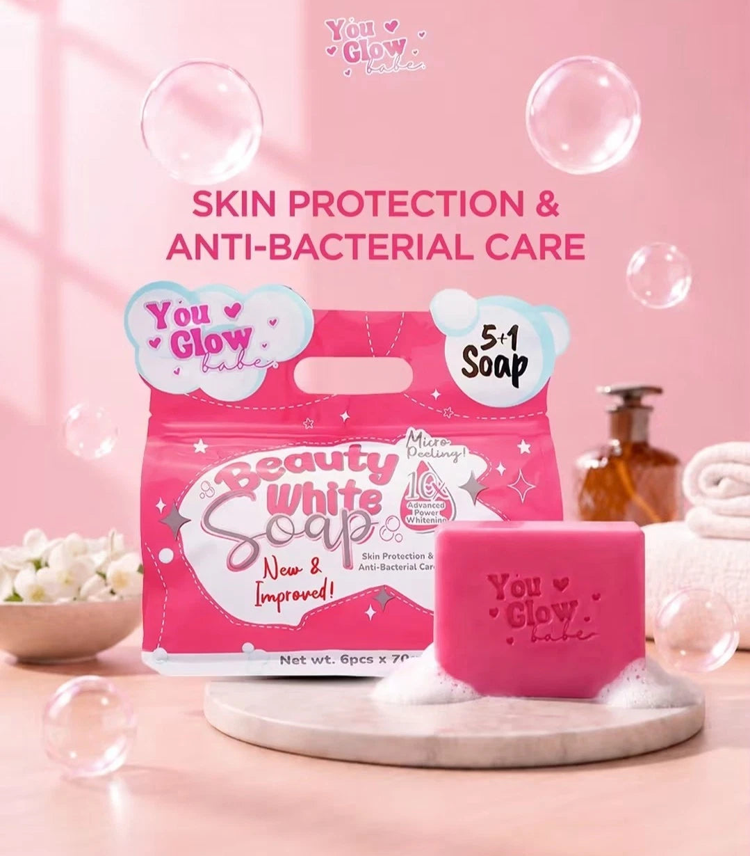 You Glow Babe - BEAUTY WHITE SOAP - New & Improved ( 6 X 70g soap )✨️