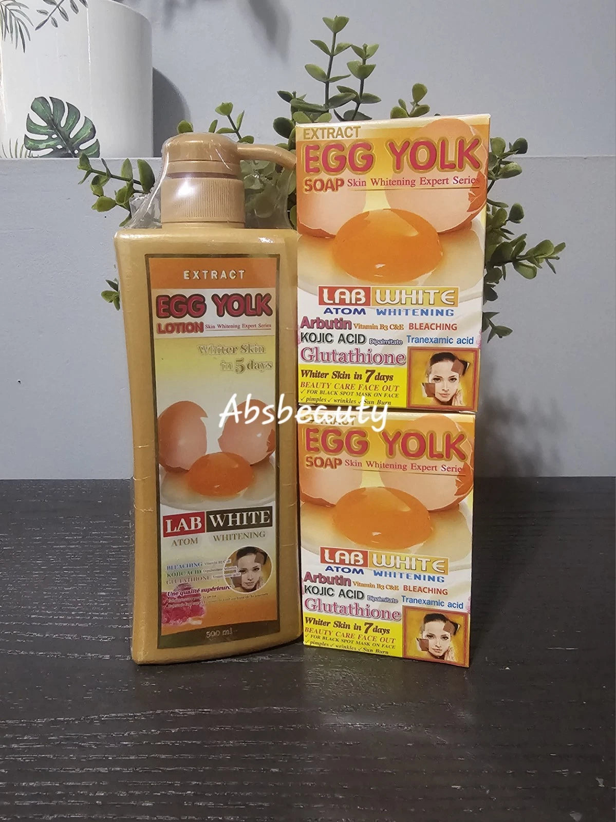 LEE Lab White Egg Yolk Skin Lightening 1×Body Lotion & 2×Soap, 3PCS Set