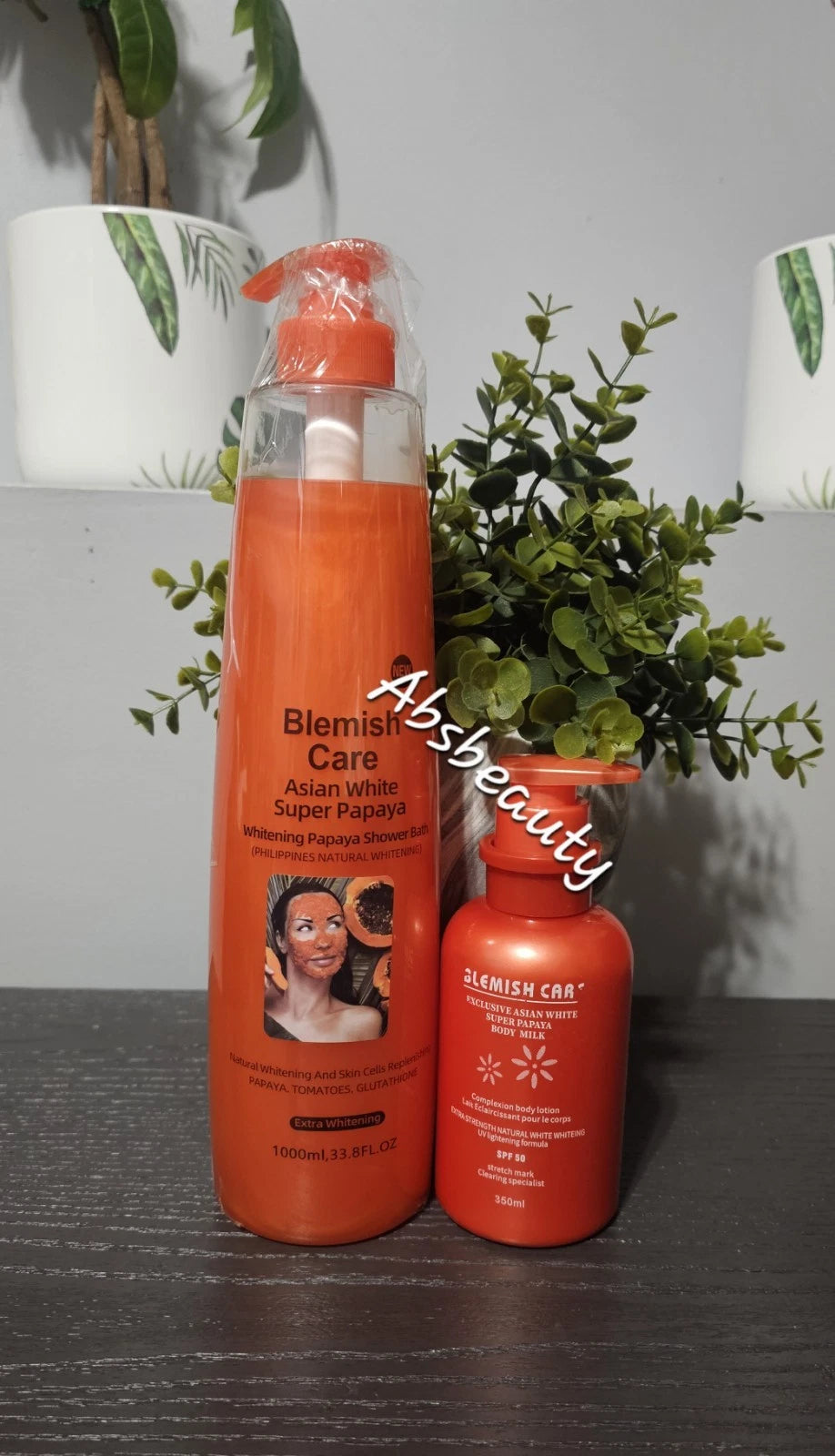 2pc Set Blemish Care Asian White Super Papaya Shower Bath & Exclusive Body Lotion